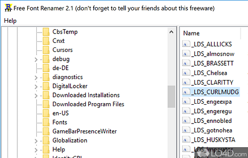 Screenshot of Free Font Renamer - Small-sized and piece of software that swiftly renames entire font collections, including sub-folders with one single click
