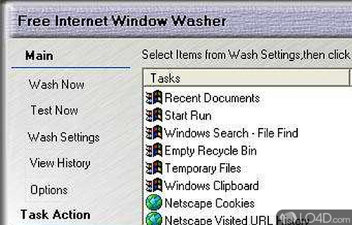 Screenshot of Free Internet Window Washer - Clean up your surfing tracks
