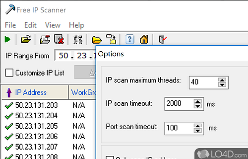 Find hostnames and ports on a network - Screenshot of Free IP Scanner