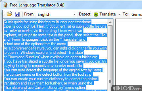 Screenshot of Free Language Translator - Clean environment and intuitive translation process