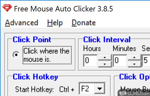 Screenshot of Free Mouse Auto Clicker - Automatically click at specified intervals