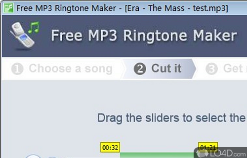 Screenshot of Free MP3 Ringtone Maker - Create ringtones using MP3 audio files with this tool by following three easy steps that make the app extremely