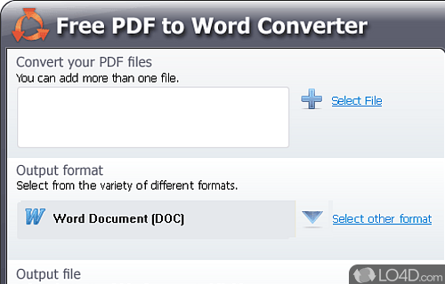 Screenshot of Free PDF to Word Converter - Use for converting PDF files to DOC or RTF file format with the aid of batch processing operations