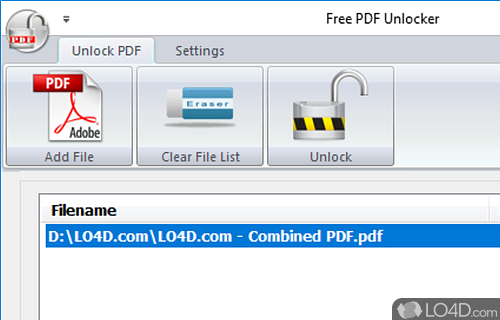 Unlock protected PDF documents by entering the passwords - Screenshot of Free PDF Unlocker