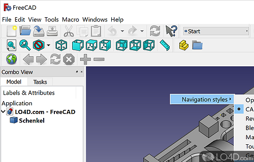 Can draw objects in 3D, 2D - Screenshot of FreeCAD