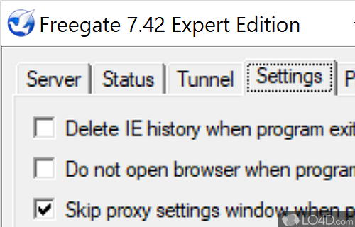 User interface - Screenshot of Freegate Expert Edition