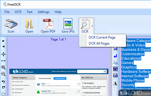Importing options - Screenshot of FreeOCR