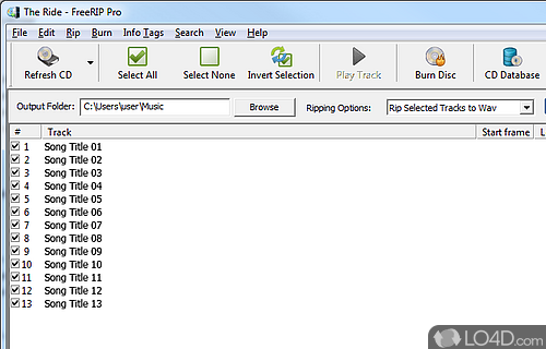 Screenshot of FreeRIP - Convert DC tracks to various file formats that play on the computer