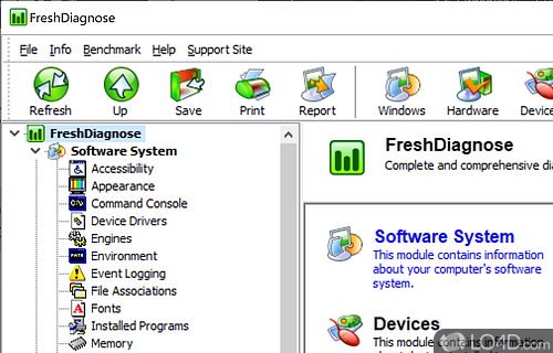 Analyzes and benchmarks different kinds of hardware, such as CPU performance - Screenshot of Fresh Diagnose