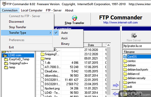 User interface - Screenshot of FTP Commander