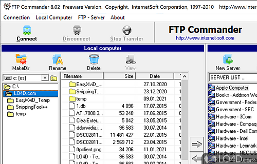 Perform file tranfer basics - Screenshot of FTP Commander