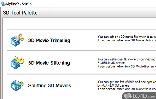 User interface - Screenshot of FUJIFILM MyFinePix Studio