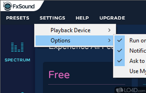 High-resolution audio playback - Screenshot of FxSound