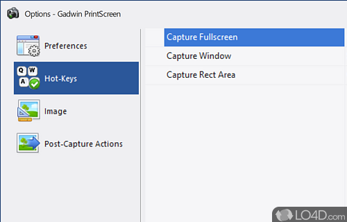 Types of snapshots and tweaking a few settings - Screenshot of Gadwin PrintScreen