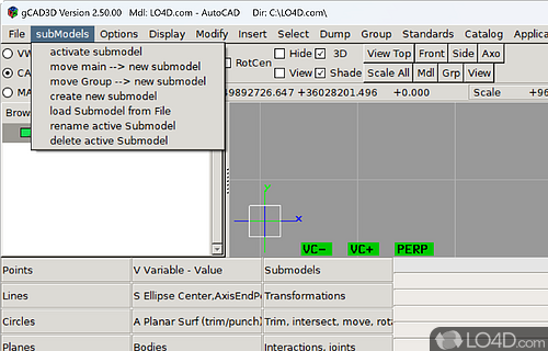 Precise 3D designing - Screenshot of gCAD3D