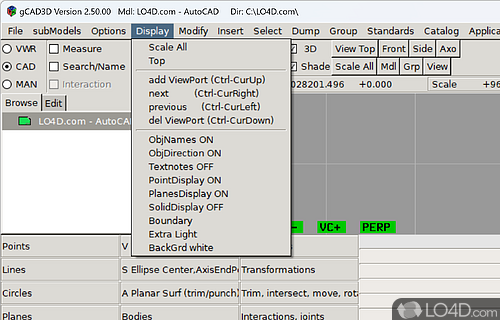 Easily create and modify 3D models - Screenshot of gCAD3D