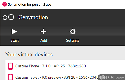 Android emulation utility that features high 3D performance - Screenshot of Genymotion