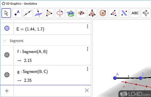 Arithmetic, geometry, algebra and calculus - Screenshot of GeoGebra