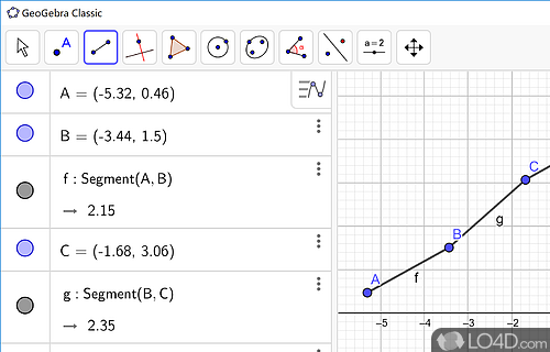 User-friendly interface with clear-cut options - Screenshot of GeoGebra