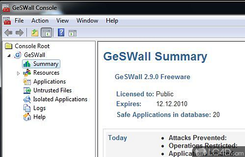 Screenshot of GeSWall - User interface