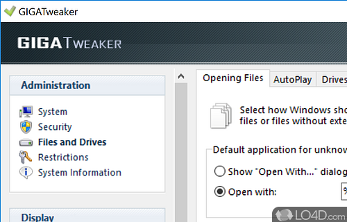 User interface - Screenshot of GIGATweaker