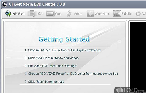 Screenshot of GiliSoft Movie DVD Creator - Tool which can burn movies to DVDs, as well as create ISO images