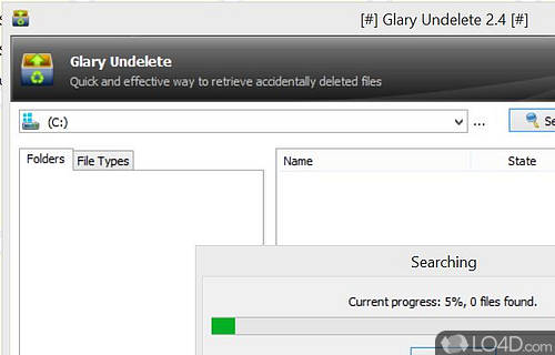 Screenshot of Glary Undelete - Systme tool that can recover lost files that were deleted from hard drive in a manner