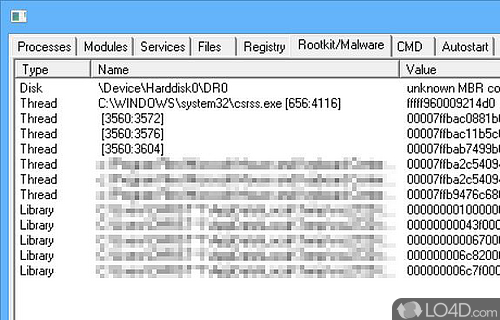 Scan the computer for malware - Screenshot of GMER