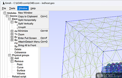 Rich plethora of options for creating and saving 3D mesh files - Screenshot of Gmsh