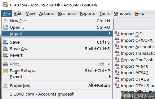 Transaction operations and scheduling options - Screenshot of GnuCash