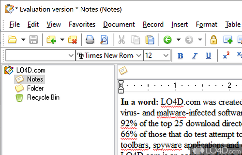 User interface - Screenshot of GSNotes