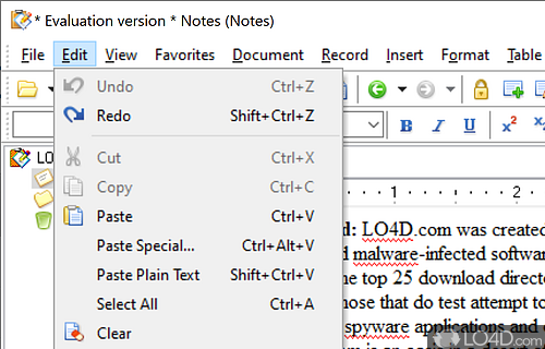 User interface - Screenshot of GSNotes