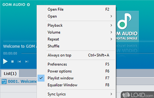 Modern player for audio files - Screenshot of GOM Audio