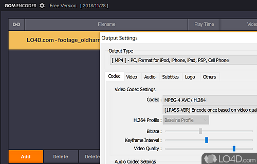An encoding program that quickly and easily converts video to your liking - Screenshot of GOM Encoder