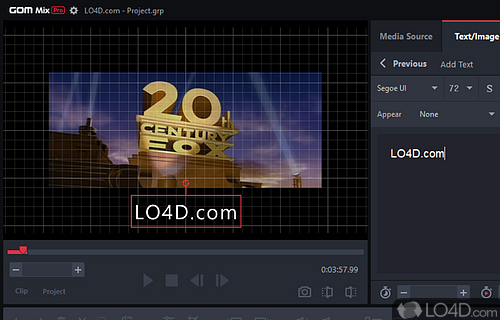 Manage your clip in timeline view and customize it with text and images - Screenshot of GOM Mix Pro