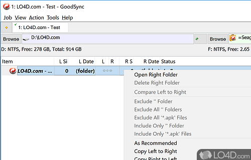 Backup for files - Screenshot of GoodSync