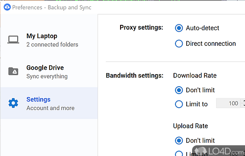 Make backups - Screenshot of Google Backup and Sync