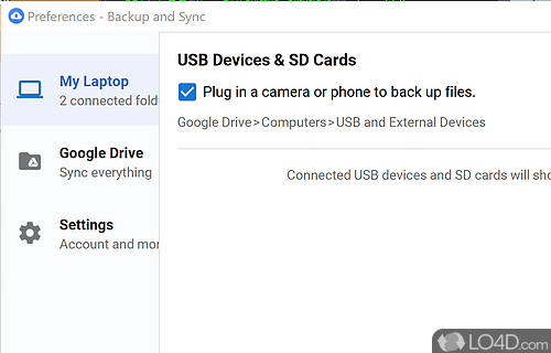 User interface - Screenshot of Google Backup and Sync