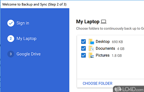 Google Backup and Sync Screenshot