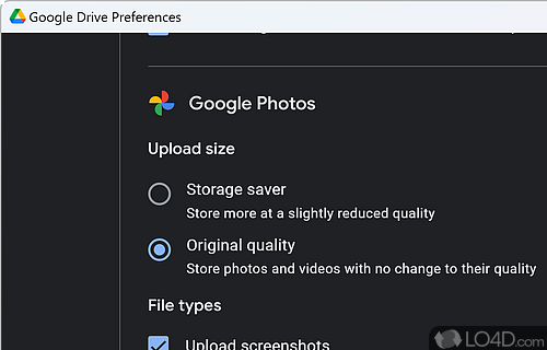 Easily access the Drive folder and other settings using the tray icon - Screenshot of Google Drive