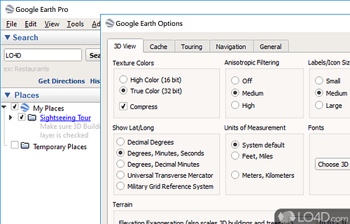 Importing options - Screenshot of Google Earth Pro