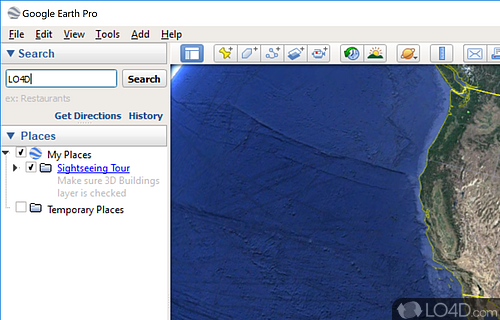 Screenshot of Google Earth Pro - Measuring and drawing tools
