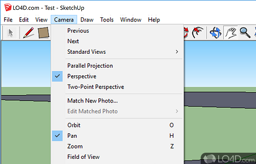 Control the camera, add textures and share a created model - Screenshot of Google SketchUp