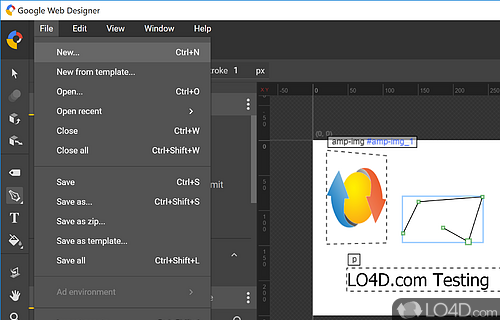 Core Functions and Features - Screenshot of Google Web Designer