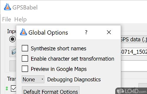 Convert routes between GPS receivers - Screenshot of GPSBabel