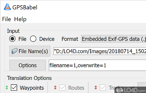 Read, convert and manipulate GPS waypoints - Screenshot of GPSBabel