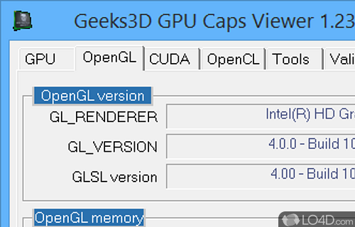 Quick deployment and simple interface - Screenshot of GPU Caps Viewer