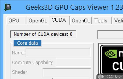 Various info categories available - Screenshot of GPU Caps Viewer