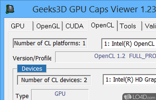 Benchmarking - Screenshot of GPU Caps Viewer Portable