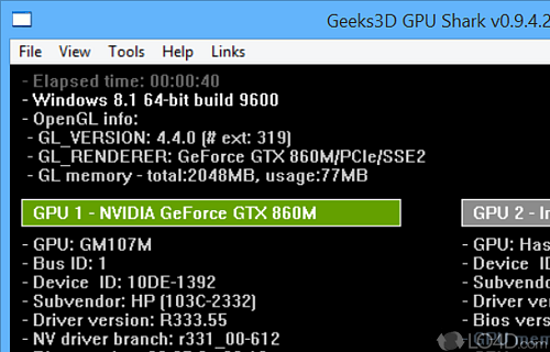 A free app for Windows, by Jerome Guinot - Screenshot of GPU Shark